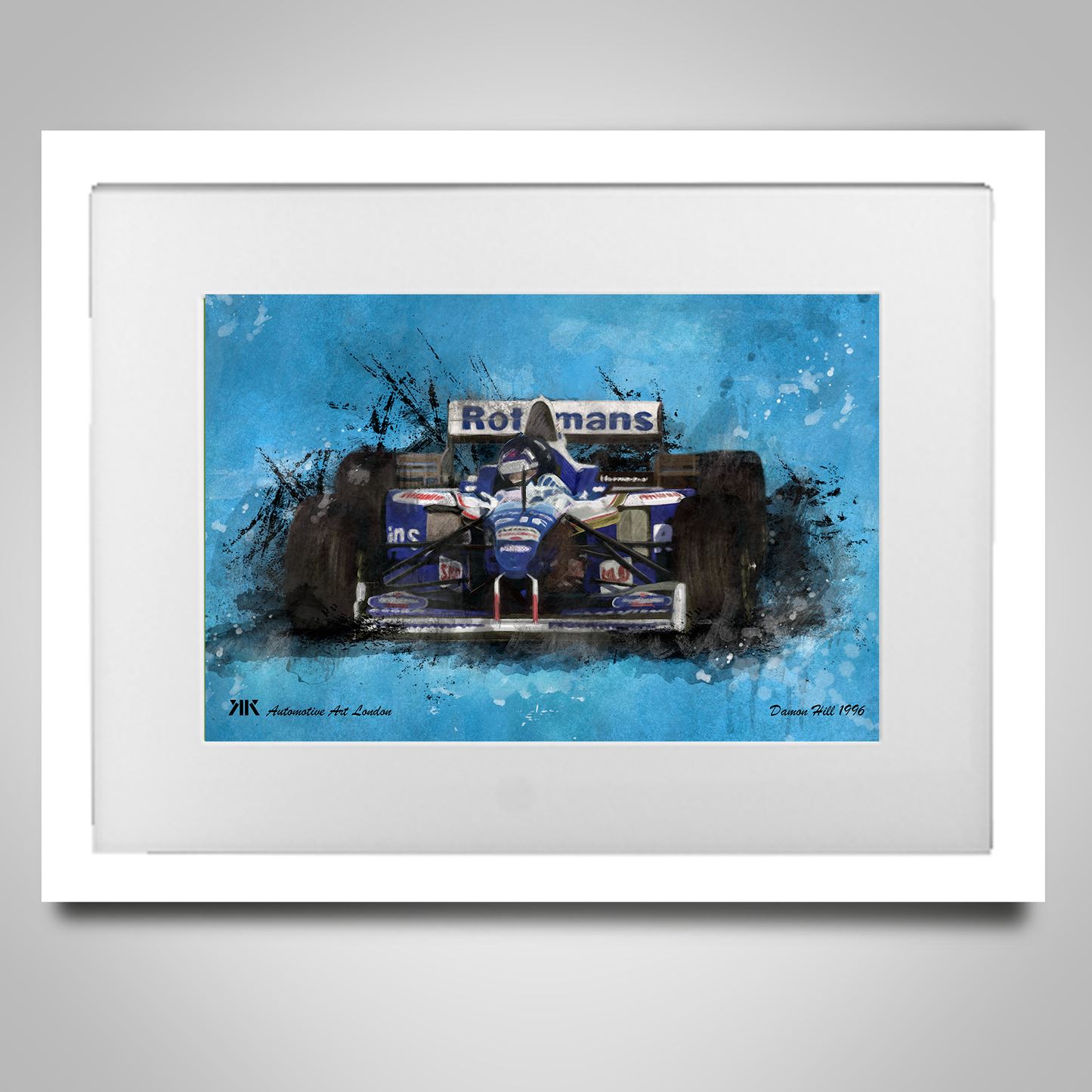 Damon Hill Williams 1996 Classic F1 Car Print in frame