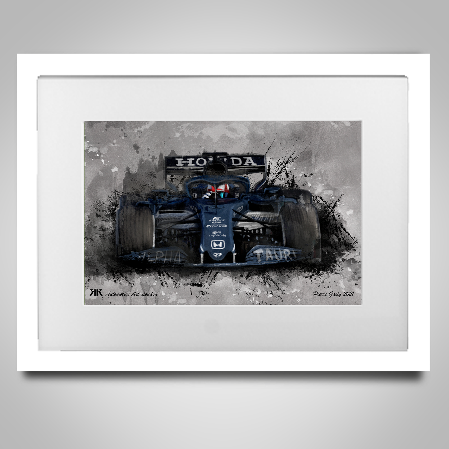 Pierre Gasly AlphaTauri F1 Car Print in frame