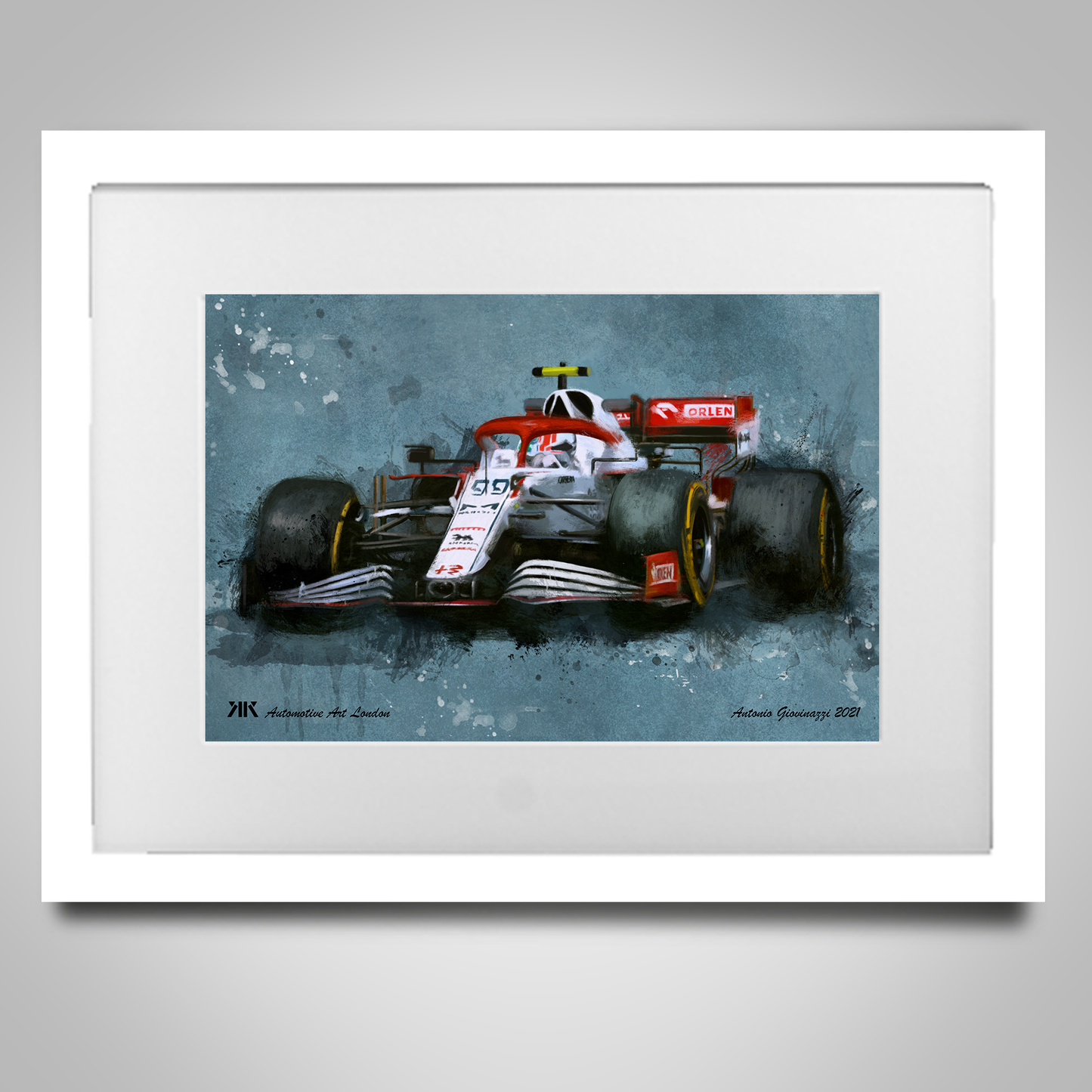 Antonio Giovinazzi Alpha Romeo F1 Car Print in frame