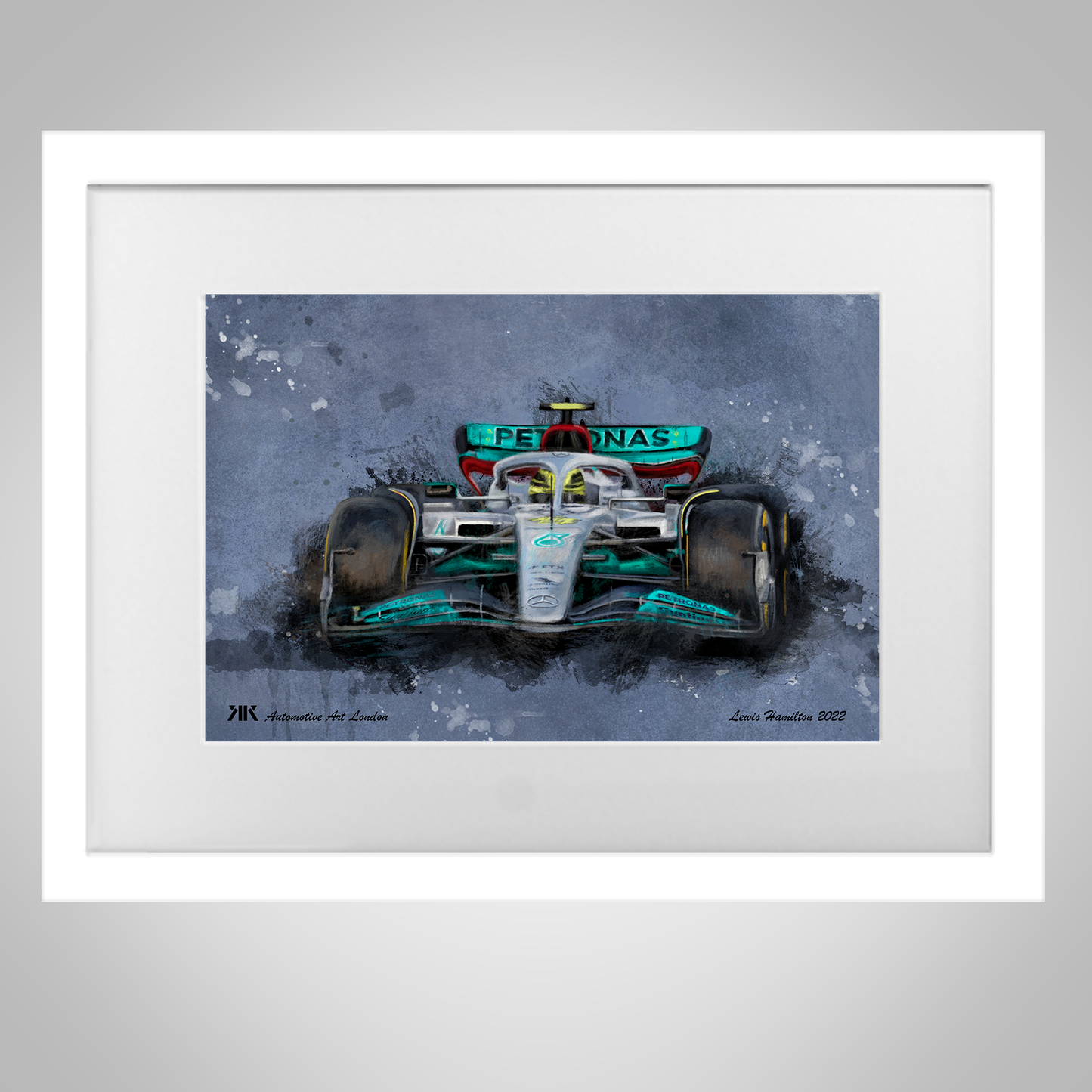 Lewis Hamilton Mercedes F1 Car Print in frame