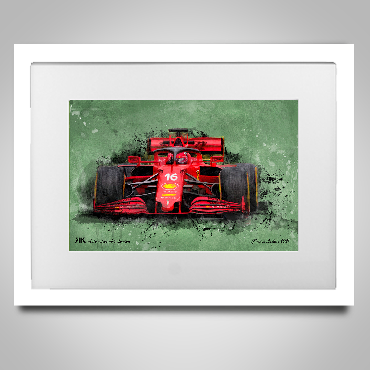 Charles Leclerc Ferrari F1 Car Print in frame