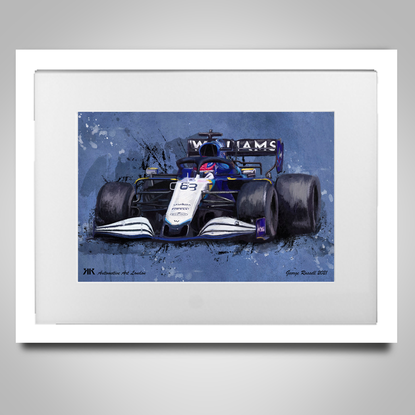 George Russell Williams F1 Car Print in frame