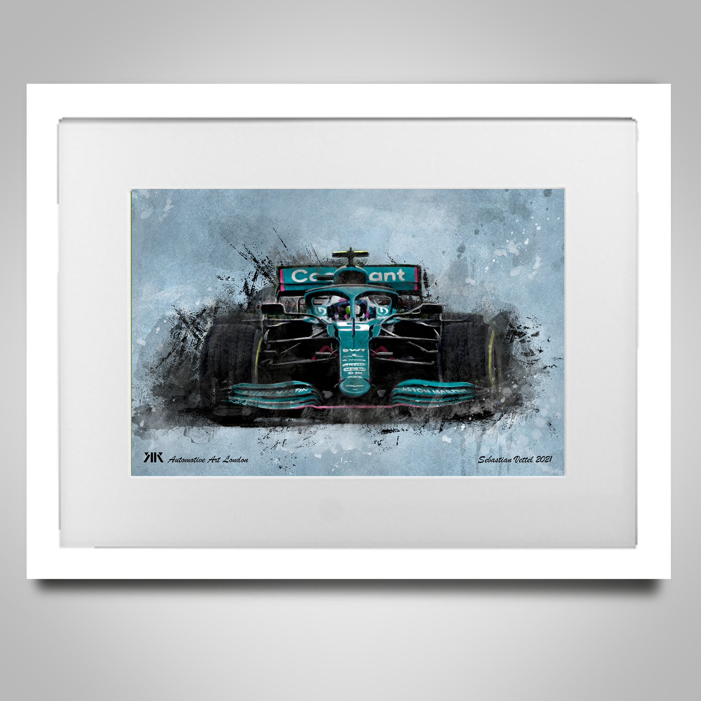 Sebastian Vettel Aston Martin F1 Car Print in frame