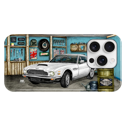 Aston Martin V8 Oscar India Garage (White) - Snap Case - iphone-16-pro