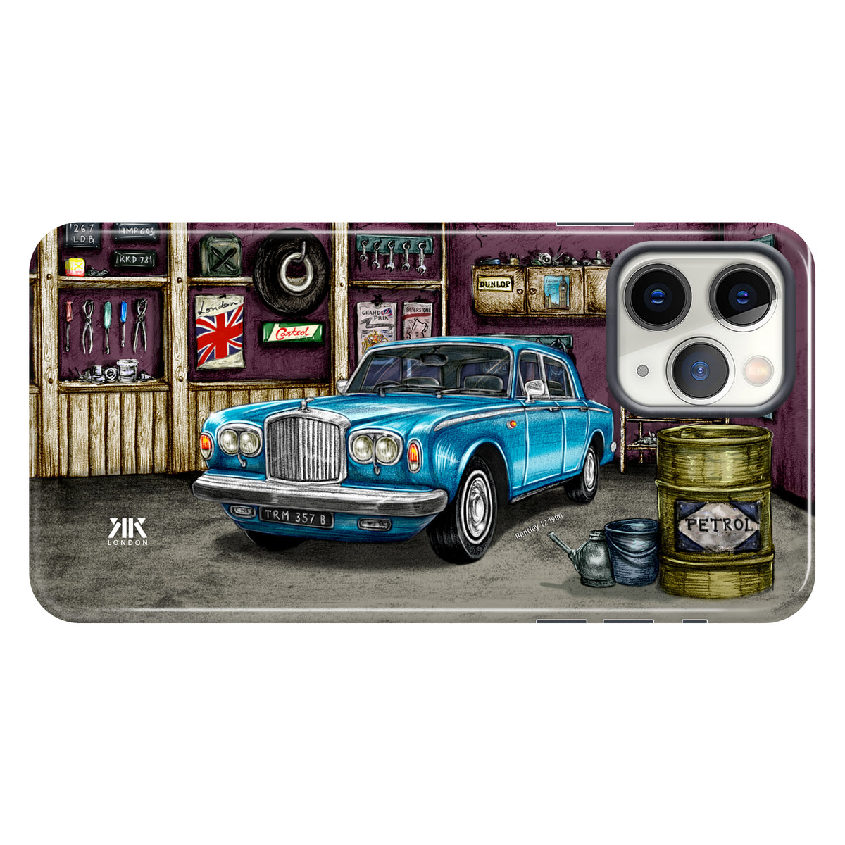 Bentley T2 1980 Caribbean Blue Garage - Tough Case - iphone-11-pro