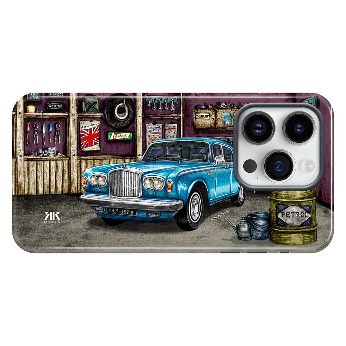 Bentley T2 1980 Caribbean Blue Garage - Tough Case - iphone-14-pro