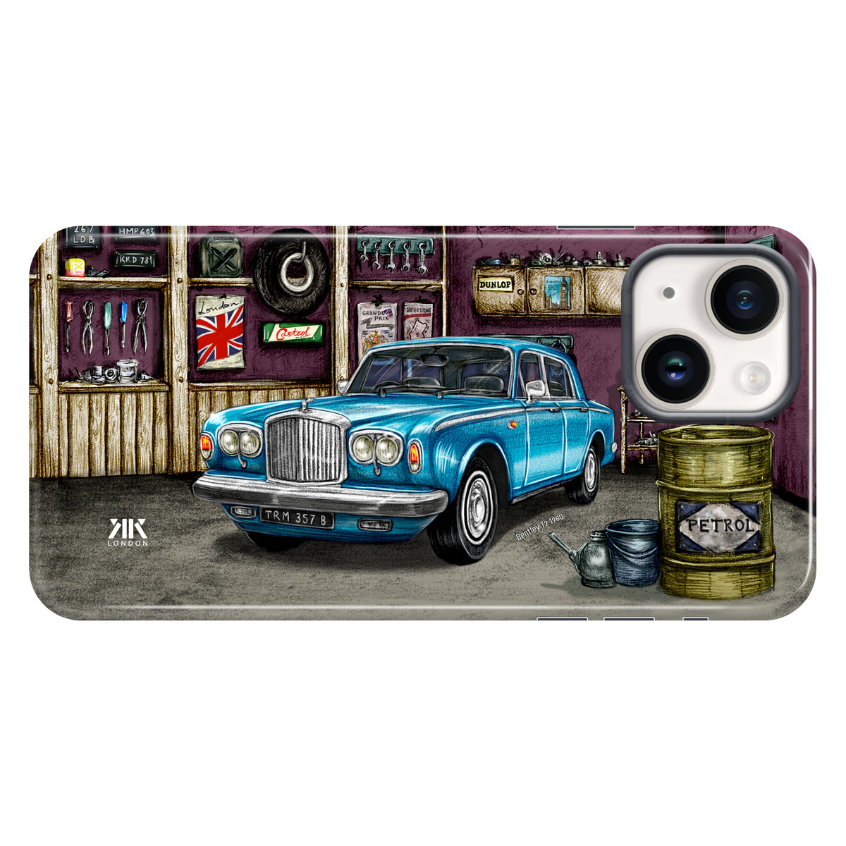 Bentley T2 1980 Caribbean Blue Garage - Tough Case - iphone-14
