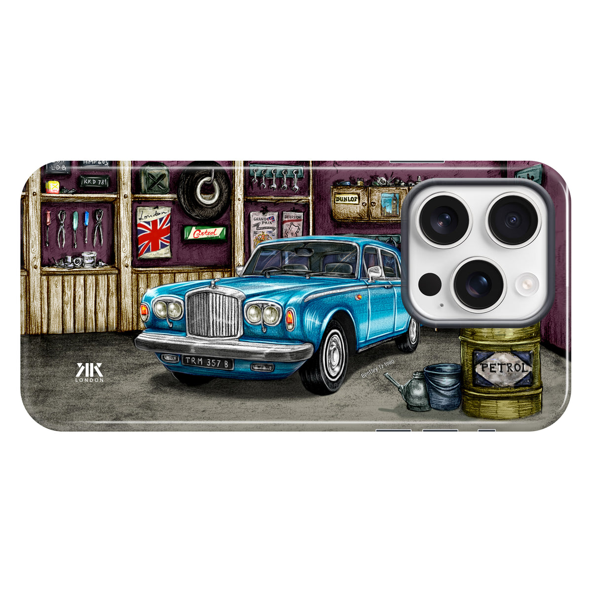 Bentley T2 1980 Caribbean Blue Garage - Tough Case - iphone-16-pro